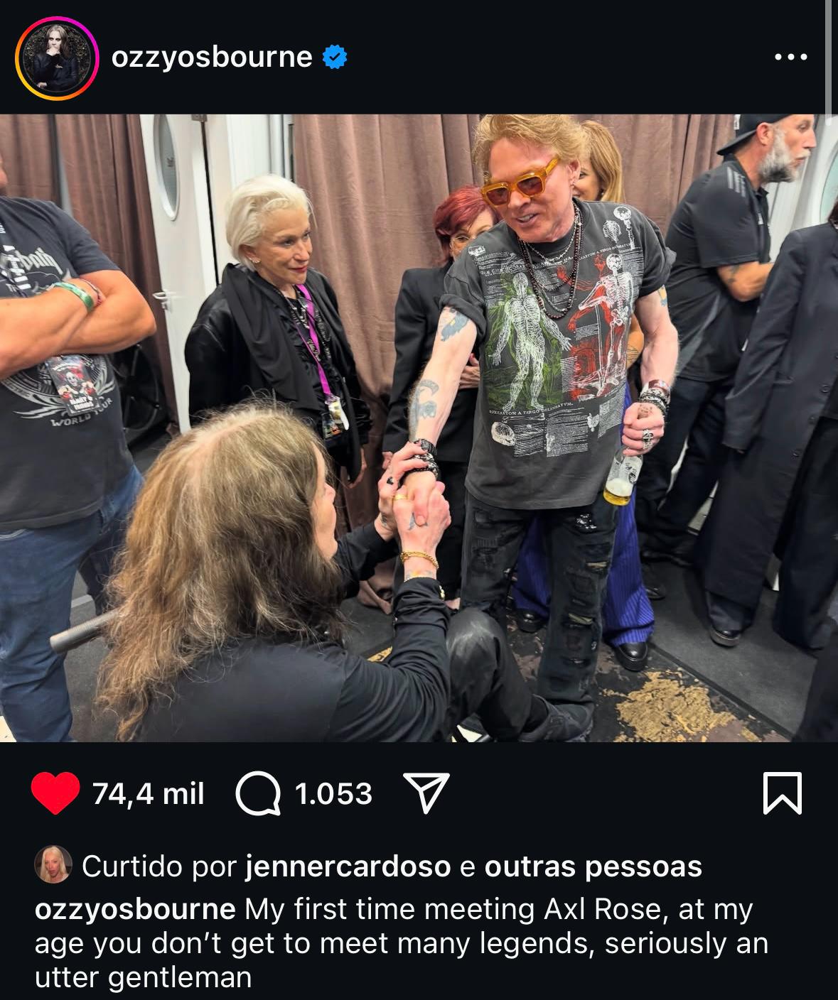 Ozzy Osbourne e Axl Rose se encontram pela primeira vez no show de despedida do Black Sabbath