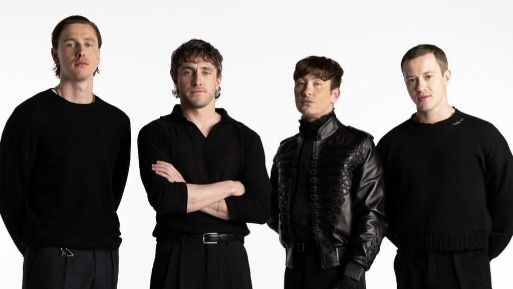 foto com o intuito de ilustrar quem fará cada um dos beatles nos filmes, para dar contexto para a matéria