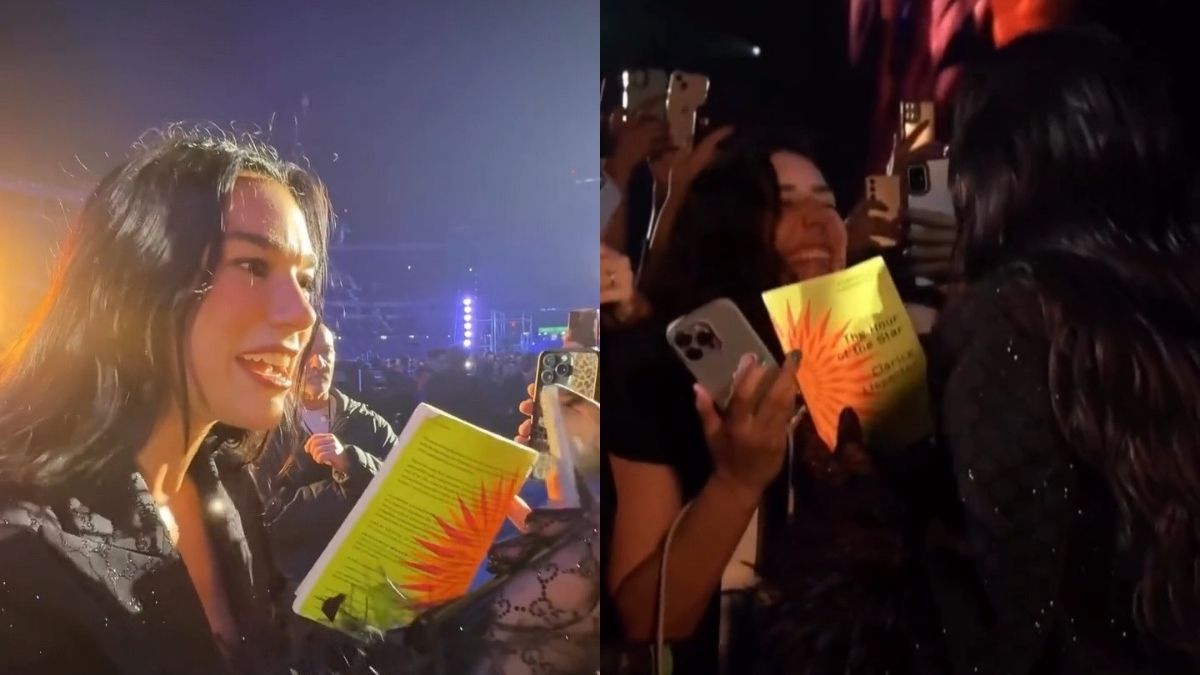 VÍDEO: Dua Lipa ganha livro de Clarice Lispector durante interação com fã brasileira em show