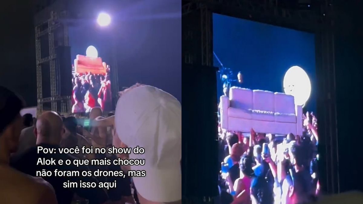 Vídeo inusitado de sofá sendo carregado em show de Alok viraliza na web; assista