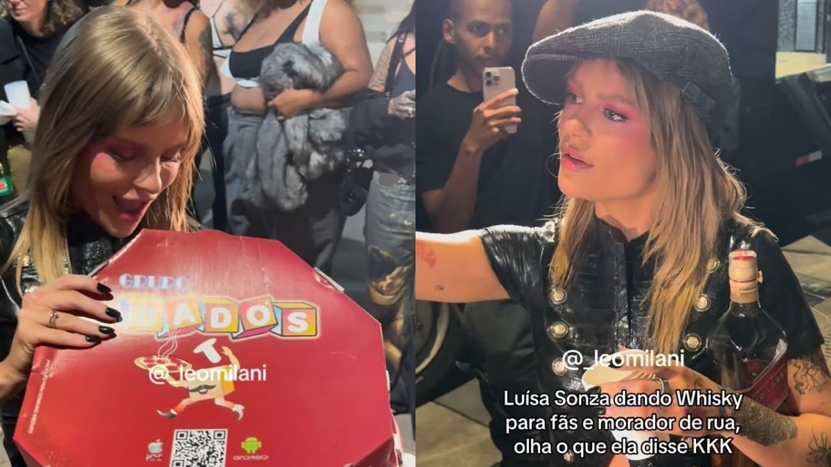 Luísa Sonza leva pizza e bebe com fãs durante gravação de clipe em São Paulo