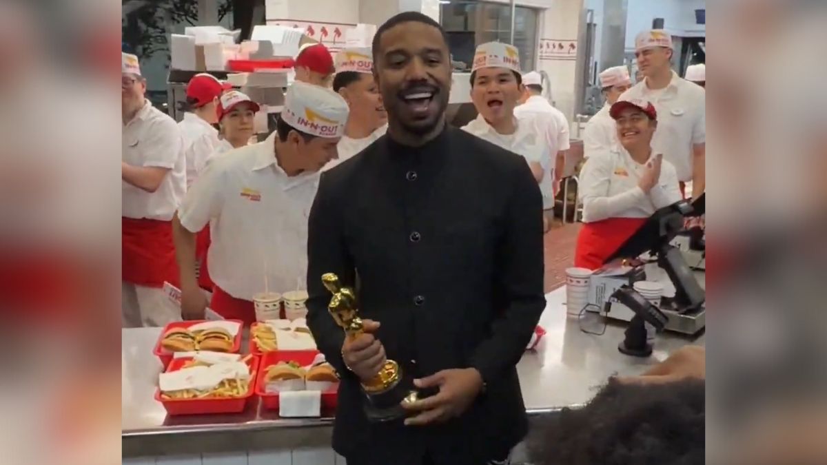 Após ganhar Oscar de Melhor Ator, Michael B. Jordan leva estatueta para celebrar em fast food